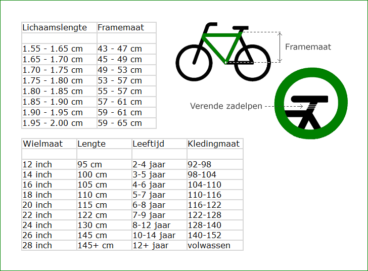 Framemaat-fiets-tabel